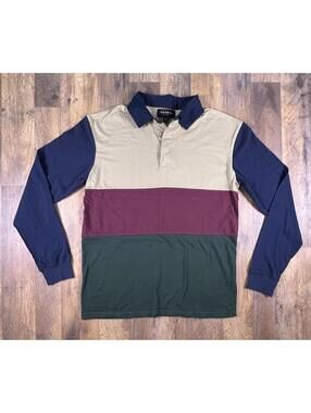 PacSun Rugby Polo Shirt Colorblock Men's Small Long Sleeve Vintage Look Retro